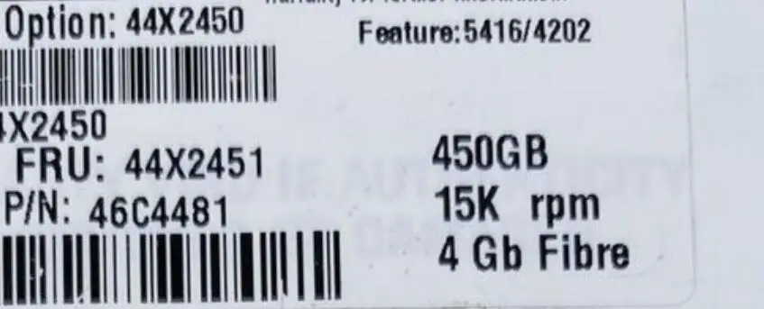 

44X2450 450gb internal 15K 3.5 fc hard drive 44X2451 46C4481