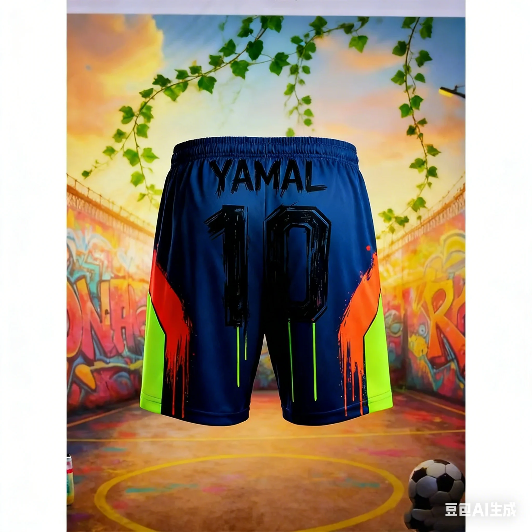 Summer Fashion New AI Yamal No.10 Graffiti 3D Fitness Training Competition Quick Drying Sportswear Summer Men's Shorts Large