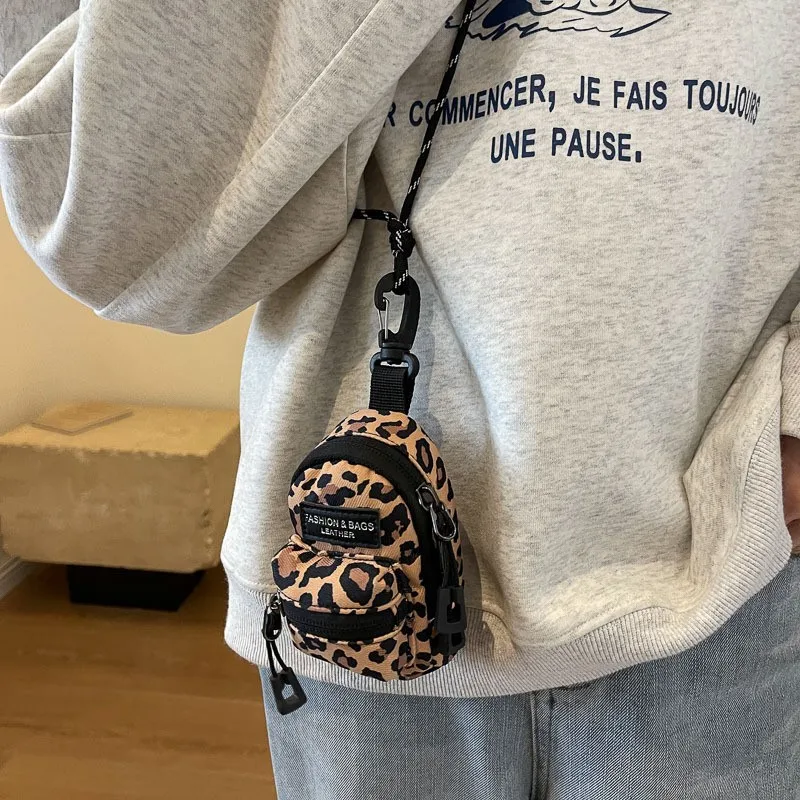 

Mini Bag Women's Fashion Casual Oxford Cloth Solid Color Simple Pendant Coin Purse Funny Girls Crossbody Bag Leopard Zebra Bag