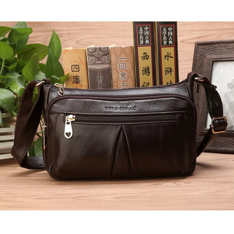 Ombro mensageiro de couro genuíno para as mulheres, bolsa CrossBody Hobo feminina, compras casuais, pele natural, moda luxuosa, alta qualidade