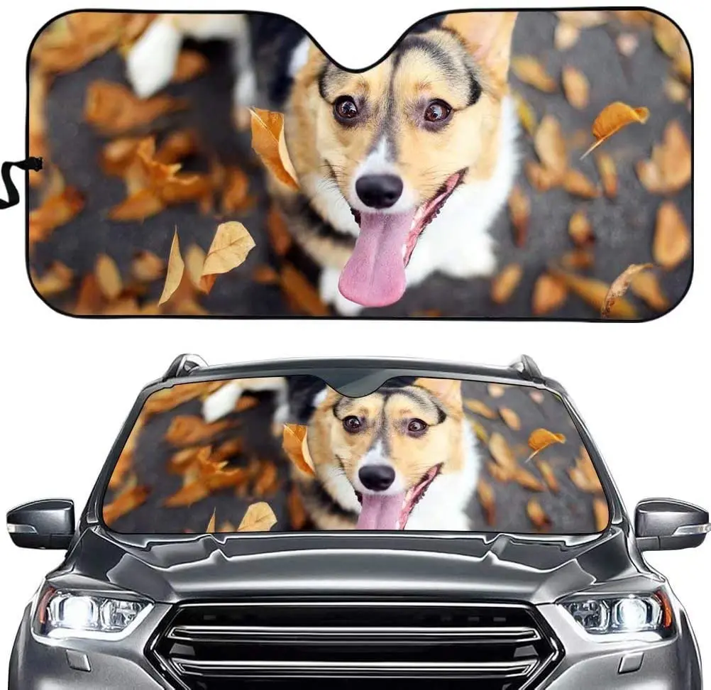 

Cumagical Corgi Car Front Window Sun Shade Animal Dog Design Windshield Sun Visor Universal Fit for Cars SUV and Truck Car Acces