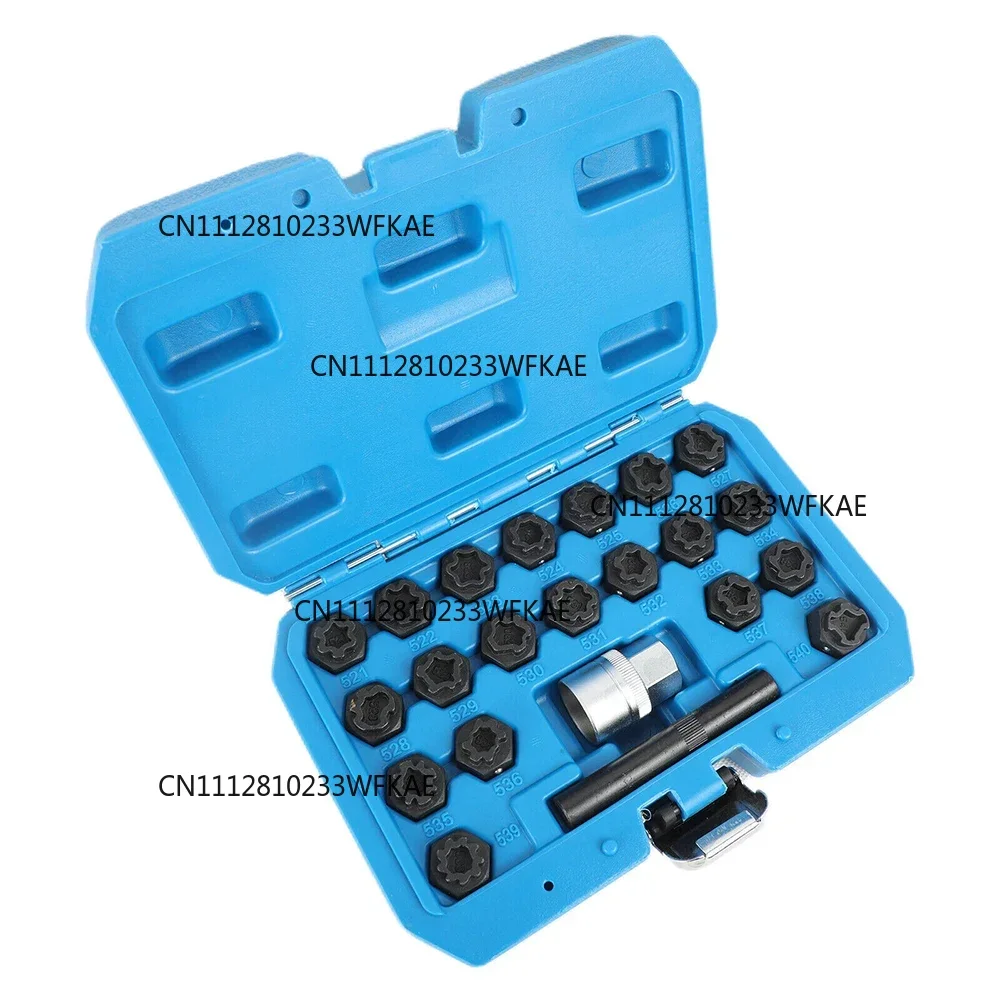 New 22pcs Wheel Lock Lug Nut Removal Key Socket Set Anti-Theft Screw Kit for VW 521-540 Anti-Theft Screw Sleeve