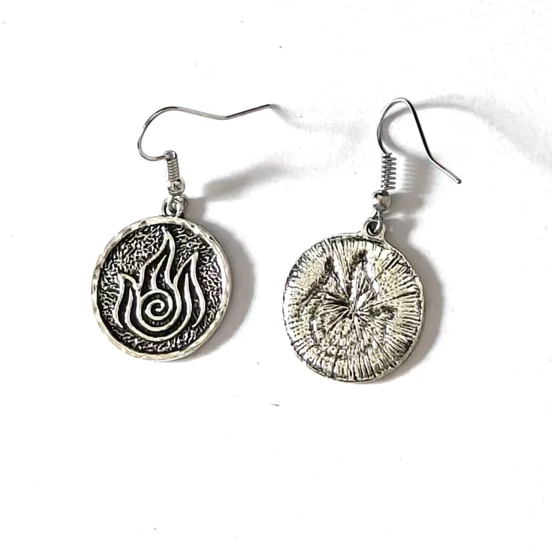 1pair Round The Last Airbender Fire Elements Amulet Earring