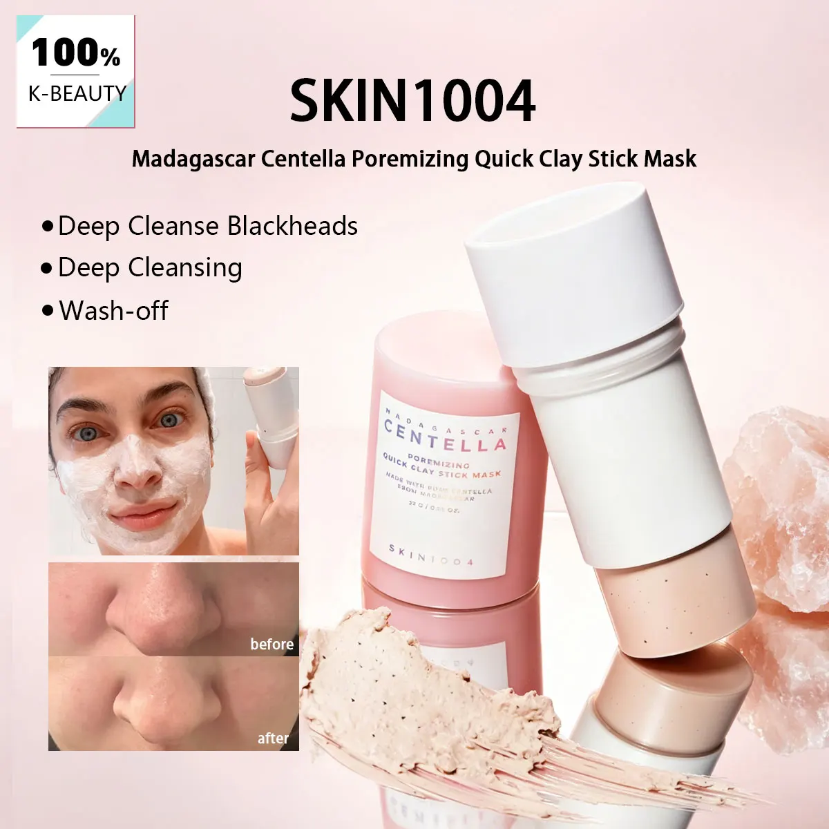 

SKIN1004 Madagascar Centella Poremizing Quick Clay Stick Mask 27g, Convenient Stick Design, Korean Cosmetics, Korean Skincare