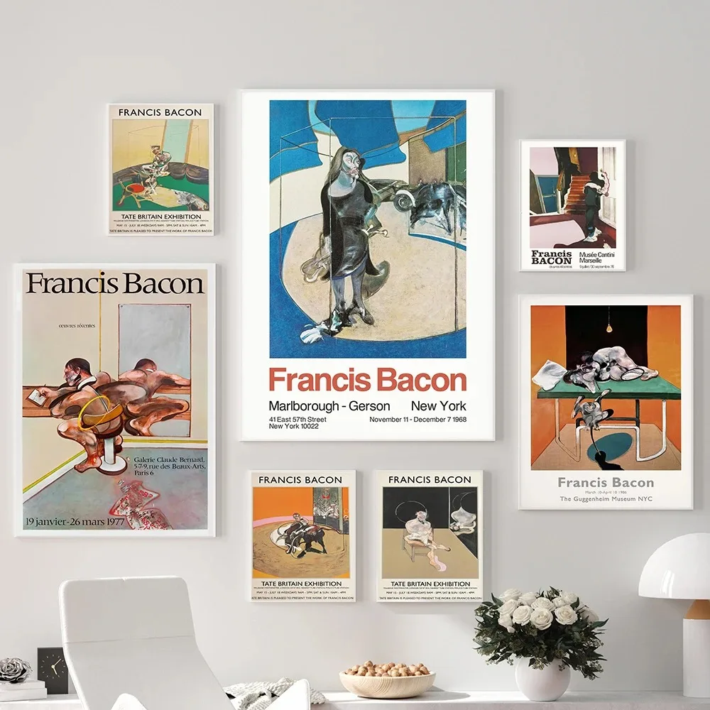 Francis Bacon Exhibition Poster Figures Portrait Art Print Canvas Surrealist Living Room Home Wall Art Decor Impression Painting