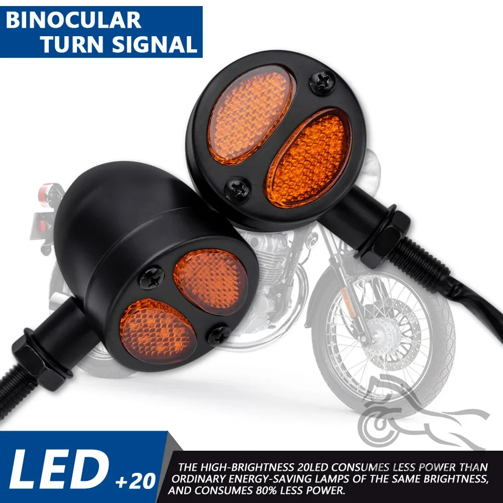 

Motorcycle Mini LED Turn Signal Lights Bullet Steel Motorbike Blinker Retro Indicator Running Lights Double Colors Beam