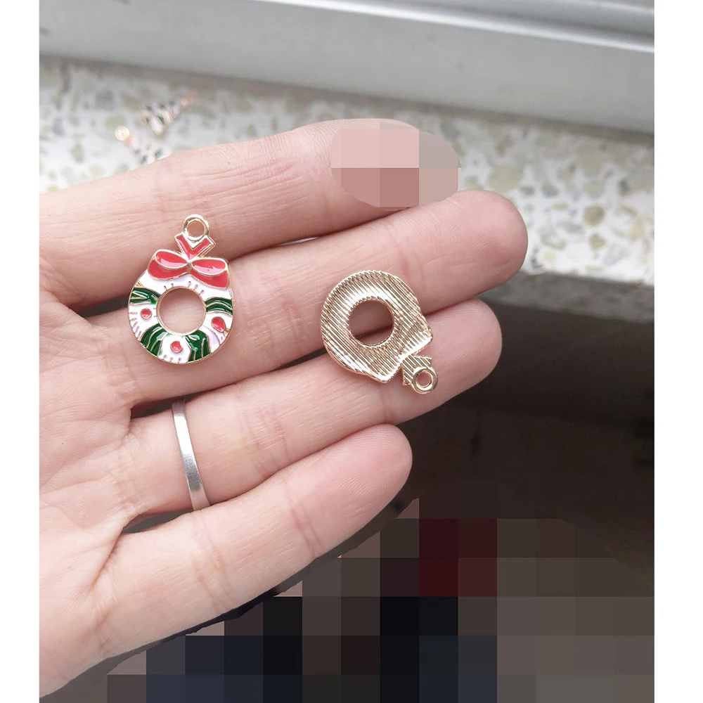 40pcs Enamel Christmas Charms Earring Parts Garland Epoxy Pendulos Diy Pendant Bracelets Jewellery Findings Handworks Wholesales