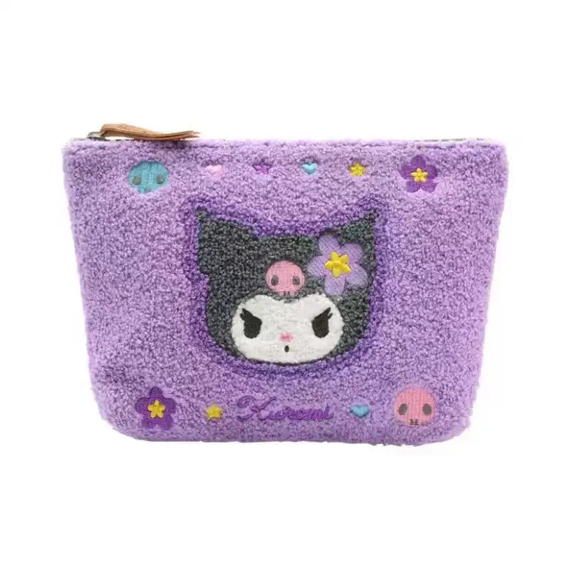 Monedero de felpa Kawaii Sanrio Hello Kitty, Mini bolsa de almacenamiento de cosméticos con dibujos animados para chicas lindas Kuromi Melody, regalos de decoración diaria