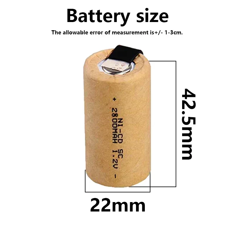 Original Screwdriver Electric Drill SC Batteries 1.2V 2800mah SC Ni-Cd Rechargeable Battey with Tab Power Tool NiCd SUBC Cells