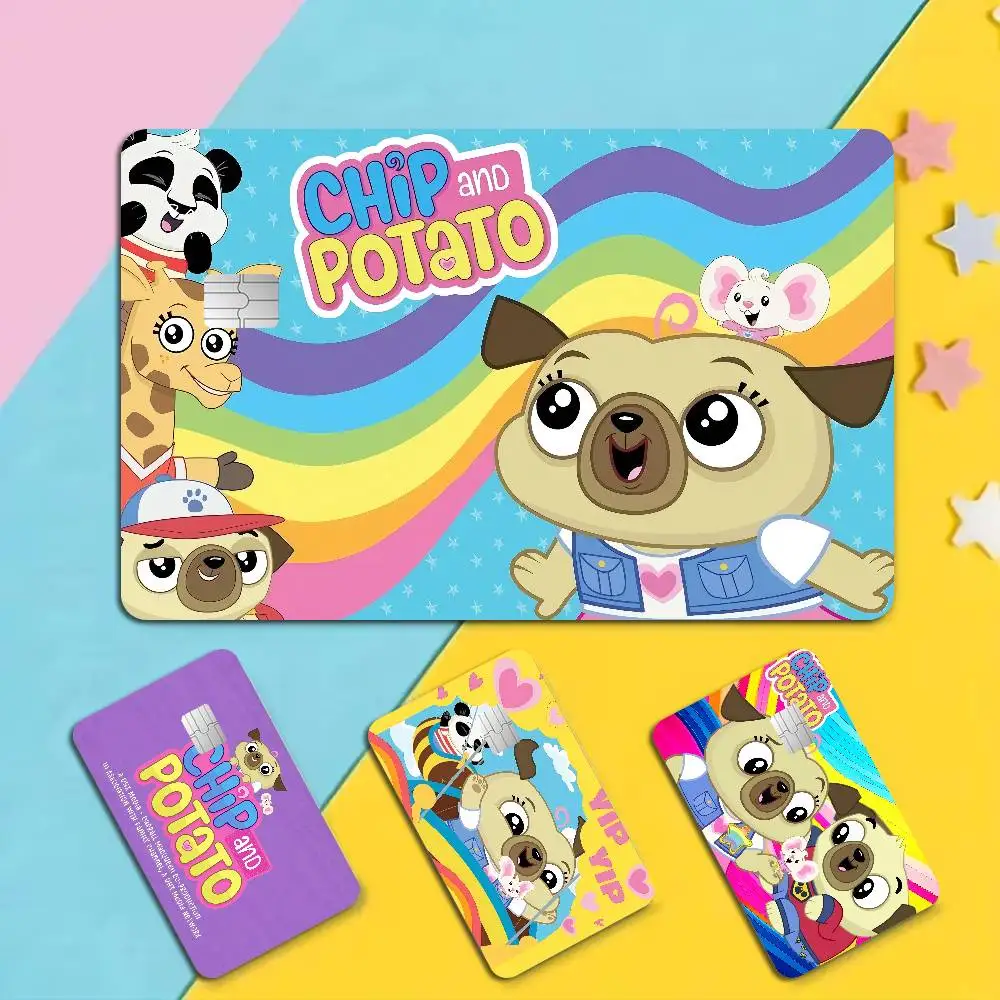 Chip and Potato Diy Credit Debit Card Sticker Party Sticker Decoration Waterproof Small Chip Card Skin Sticker