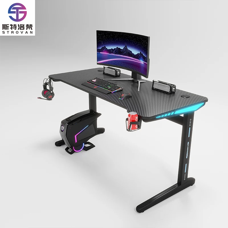 

Commercial Furniture Sturdy Gaming Metal Frame Modern Computer Study Table Desk Gaming Setup Room Table