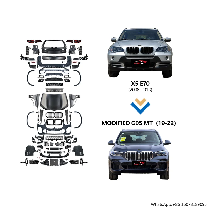 Модифицированный комплект кузова для X5 E70 в G05 MT Комплект обновления автомобиля Комплект переднего бампера Автоматическая подтяжка лица BodyKit Преобразование переднего бампера