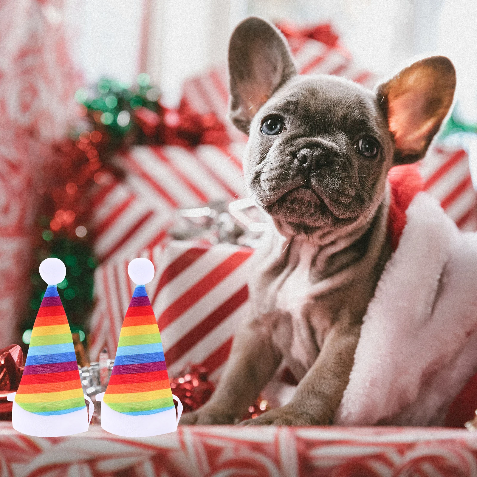 

Christmas Hat and Scarf Set Cat Clothes Pet Dog Decorative Girl Small Costume Cosplay Colorful Headdress Mother
