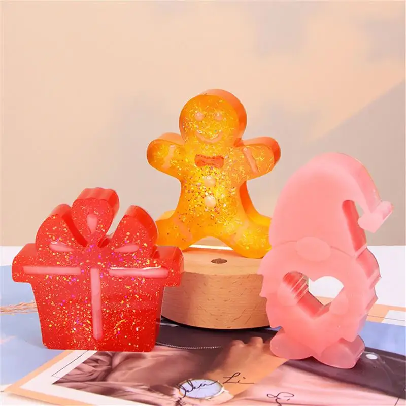 DIY Christmas Candle Silicone Mold Snowflake Reindeer Gingerbread Man Shape Aromatherapy Candle Handmade Mould Gift Xmas Decor