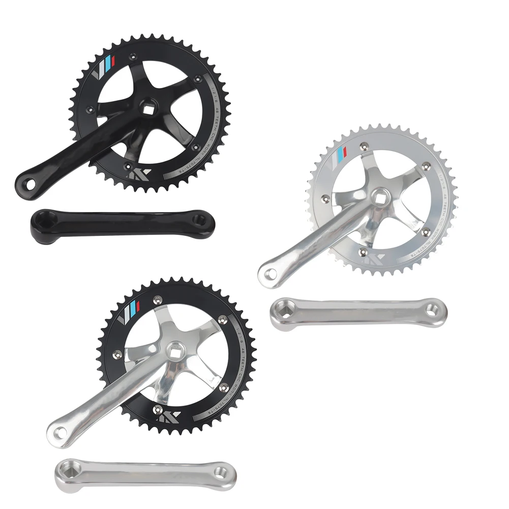 Mountain Bike Single Speed Crankset for Bike Alumniun Alloy Fixed Gear Bicycle Folding Bicycle Square Taper, Sprocket 48T 166mm