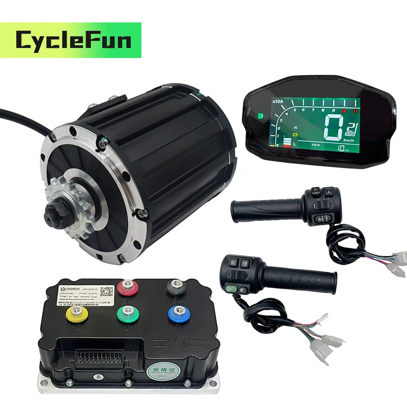 

QS120 2KW Mid Drive Motor Kits With Fardriver ND72300 Controller DKD Display And T08 Throttle For Electric Motorcycles Scooter