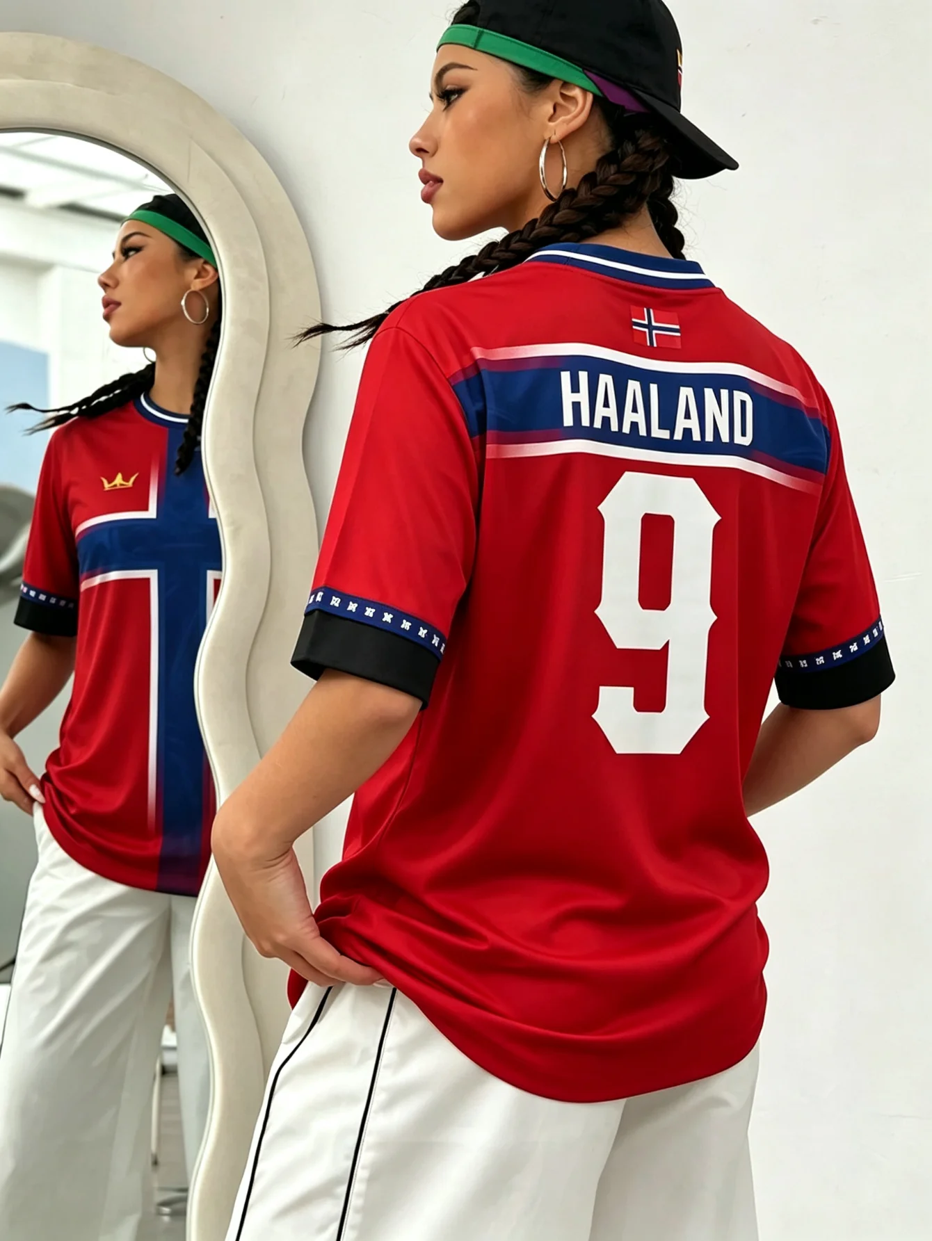 Red Y2K Jersey Blue Cross Norway 9 Men Women Unisex Short Sleeve Plus Size Standard Size Soccer Graphic Streetwear Top