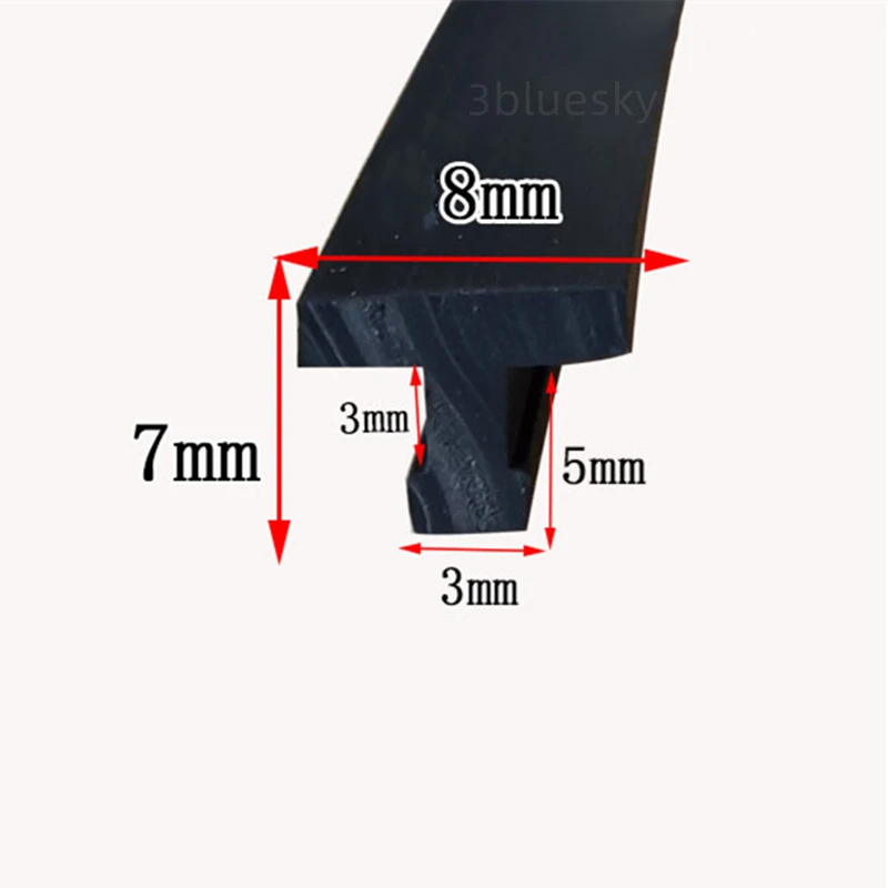 

Rubber T Strip Glass Metal Wood Panel Edge Encloser Shield Car Cable Cover Solar Photovoltaic Sealing 8x7mm Black