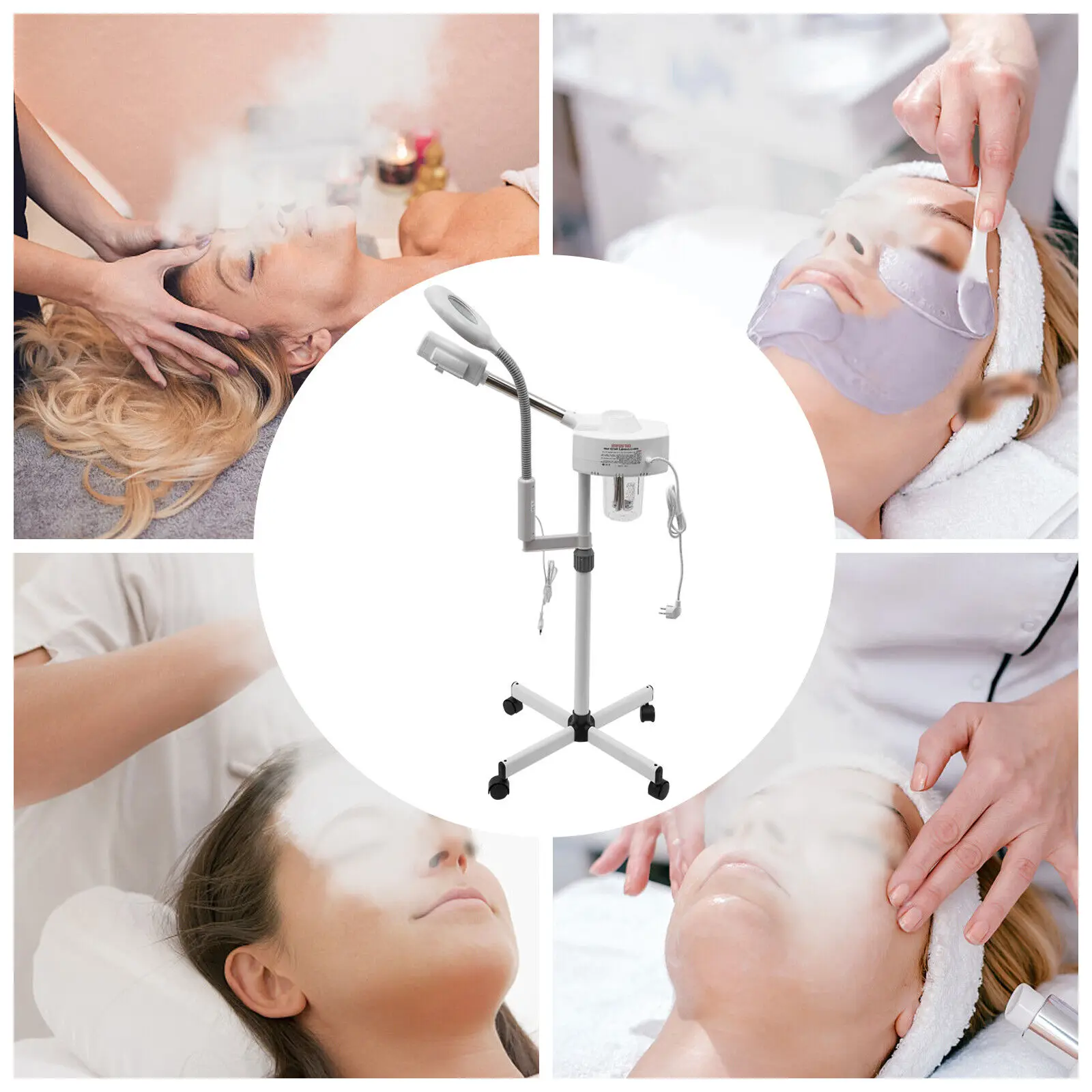 2 w 1 Combi Unit Steamer Lampa powiększająca Lampa powiększająca Gorący wapozon Ozon Streamer Urządzenie parowe Sauna do twarzy 750 W — zdjęcie 5