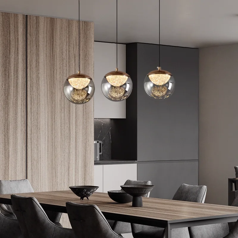 

Gold Glass Ball Modern Chandelier Lighting for Dining Room Attic Stairs Ceiling Pendant Suspension Luminaire Home Decor