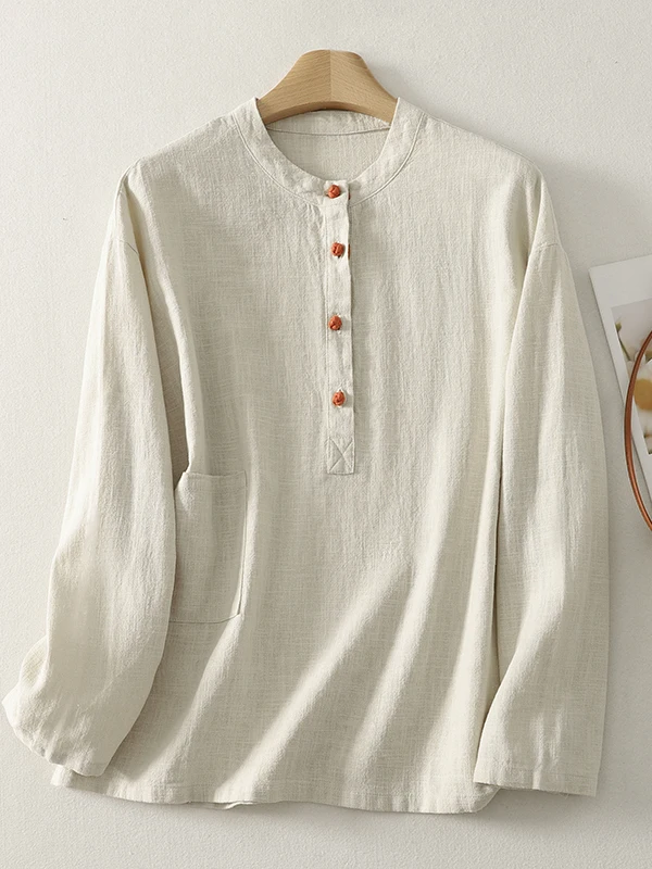 ボヘミアンスタイル 大きめサイズ レディース コットンリネン irt 禅精神 太極拳 パフォーマンスウェア ボタンディテール ルーズフィット カジュアルウェア