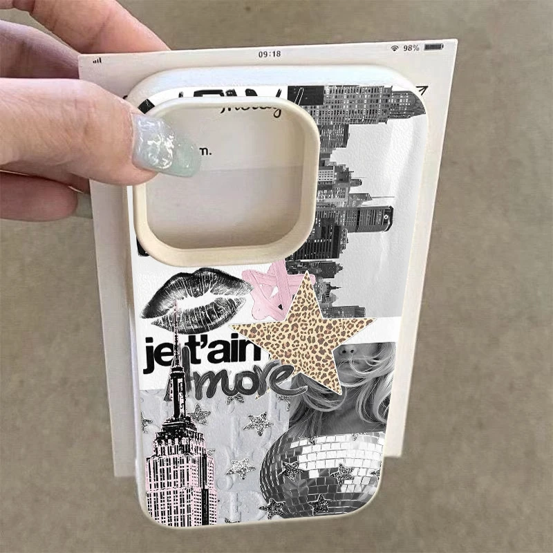 

Stylish Phone Case For iPhone 17 11 13 12 15 14 16 Pro Max XS XR X 7 8 Plus 17 Air Eiffel Tower Light Ball Lychee Texture Cover