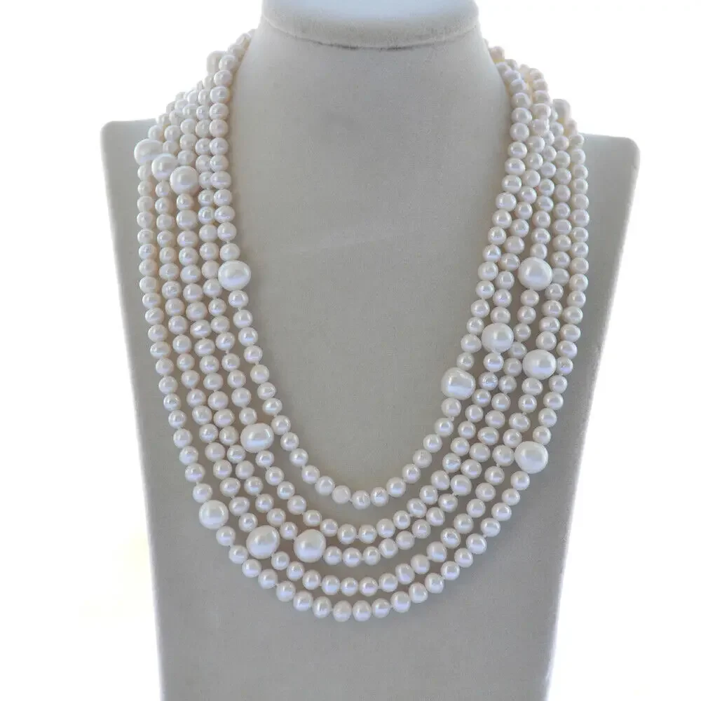 

100" 7-10mm White Round Freshwater Pearl Necklace