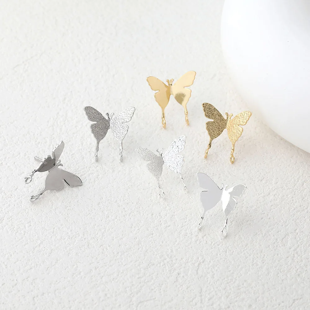 4 قطعة فراشة داينتي الأذن ترصيع صنع المجوهرات مكونات الأقراط DIY بها بنفسك النحاس 14 كيلو مطلية بالذهب اكسسوارات 17*16 مللي متر #2