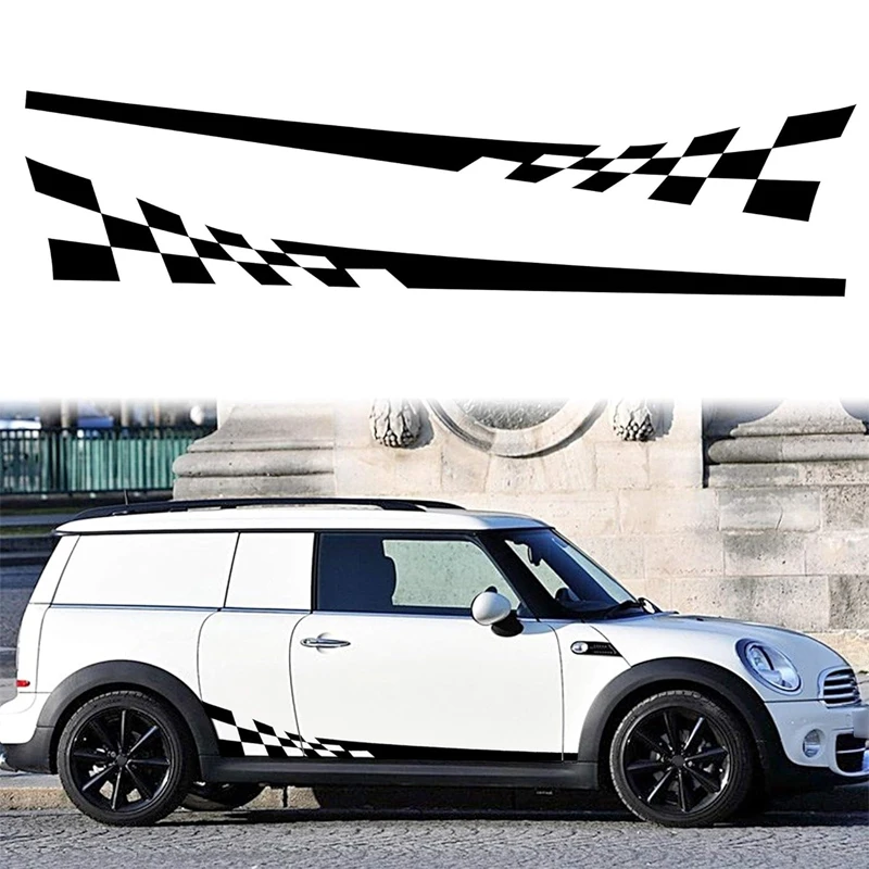 

Для Mini Cooper R56 R50 R53 R61 F60 F55 F56 F54 F66 F65 J01 J05 Автомобильная клетчатая боковая полоса Водонепроницаемые наклейки на боковую дверь