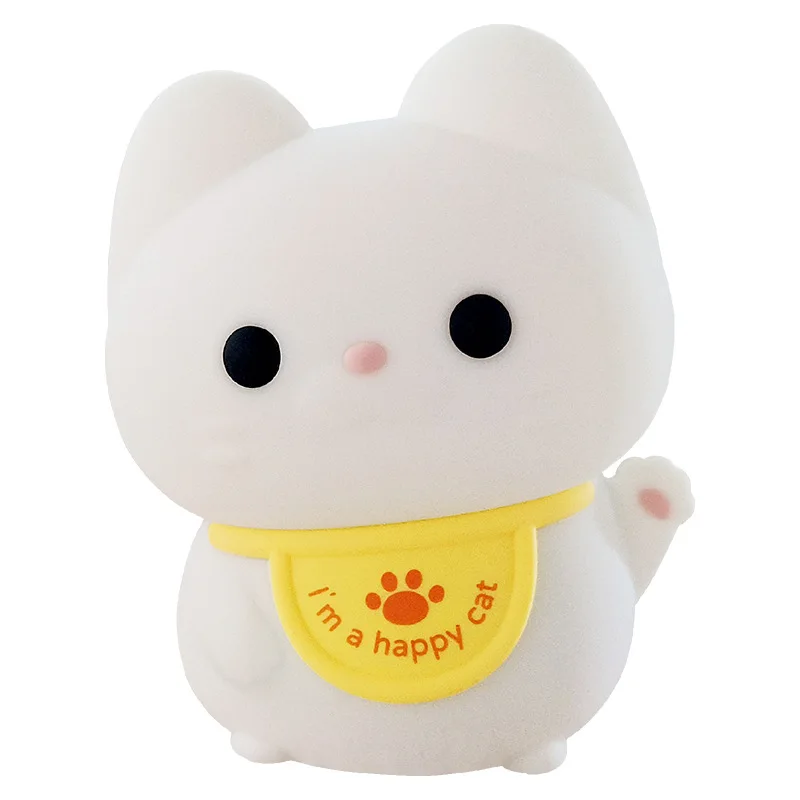 Lucky Cat Night Light USB Charging Timer LED Silicone Tapping Light Children\'s Bedside Light Warm and Healing