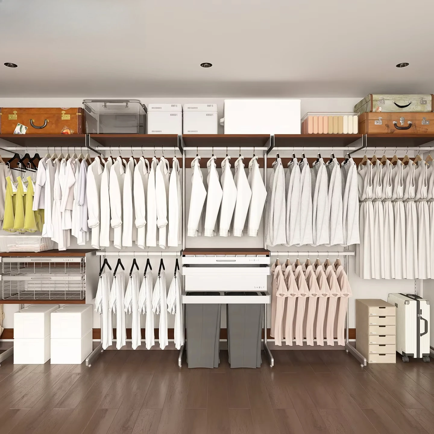SHELF Freestanding Steel Wardrobe-Modern Design Bedroom & Villa Detachable Easy Assembly Large Capacity Storage