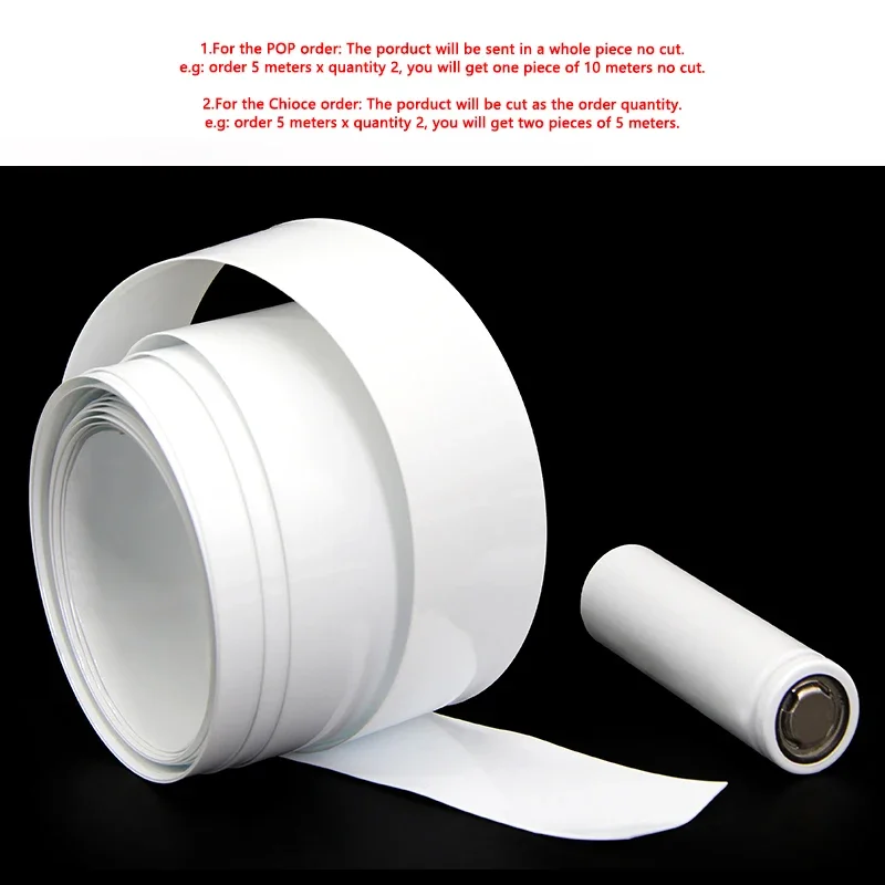 1m~20m PVC Heat Shrink Tube 18650 Lipo Battery Pack 12mm ~ 250mm Insulated Protection Film Wrap lithium Case Cable Sleeve White