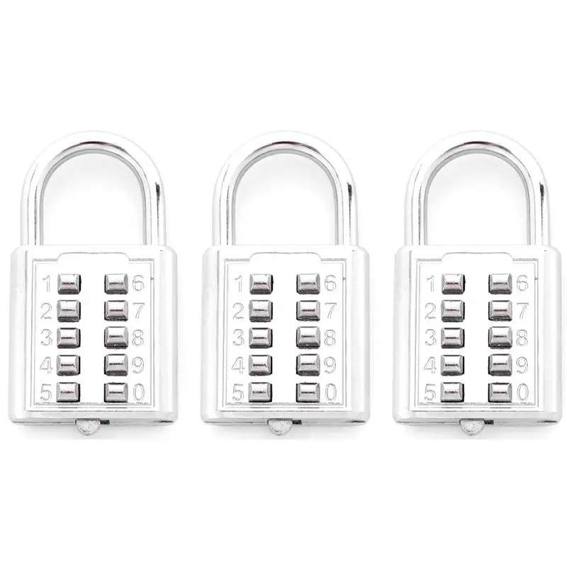 ABRT-3X Button Combination Padlock Digit Push Password Lock Zinc Alloy Security Lock Suitcase Luggage Coded Lock