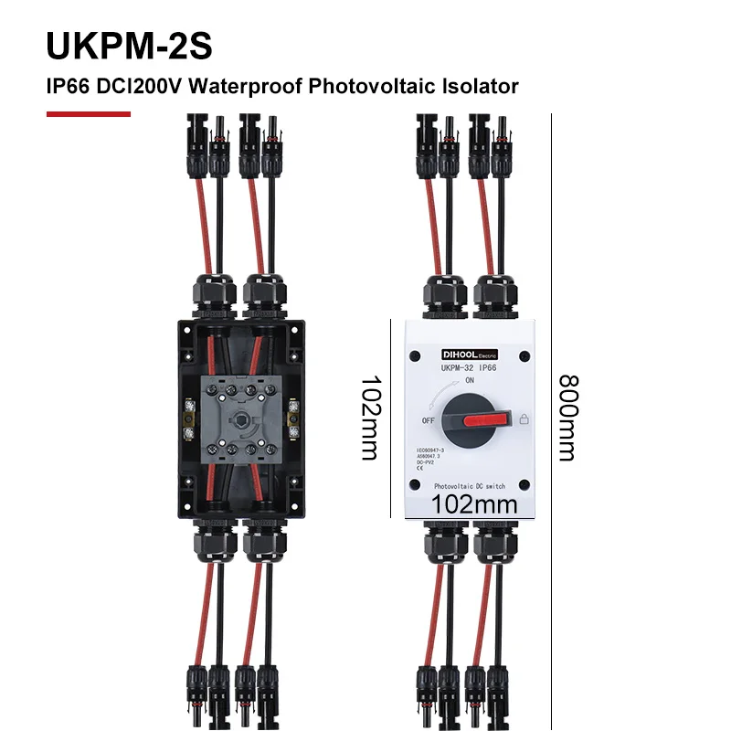Imagem -02 - Interruptor Solar do Isolamento da C.c. Fotovoltaica 1a32a Dc1000v 1200v Cordas para Fora à Prova Impermeável Água Desconexão no Interruptor Desligado Ip66