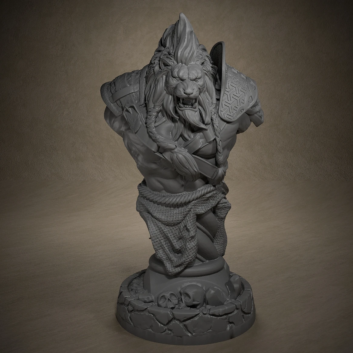 

Lion-folk Barbarian BUST Miniature Models Dungeons and Dragons 3D Printing Resin Unpainted Tabletop Miniatures