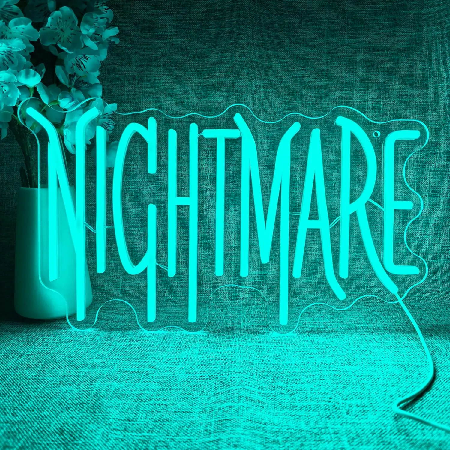 

NIGHTMARE Neon Sign USB Dimmable LED Neon Light Sign for Drink Bar Man Cave Bedroom Living Room Hotel Game Room Party Wall Decor