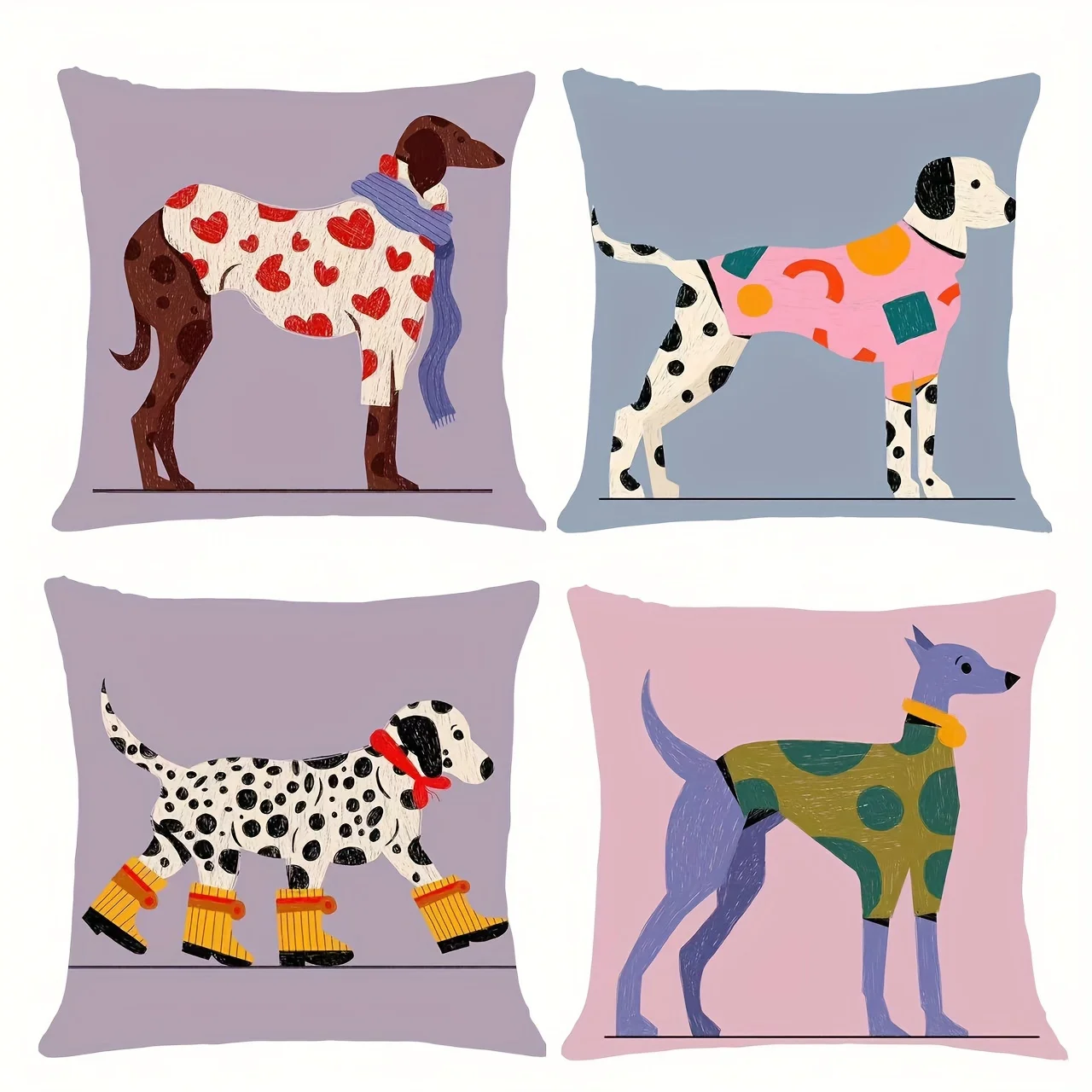 1PC Cute Dog Plush Pillow Cover, Soft Short Velvet Printed Cushion Case for Sofa Bed Living Room Home Decor (No Pillow Insert)