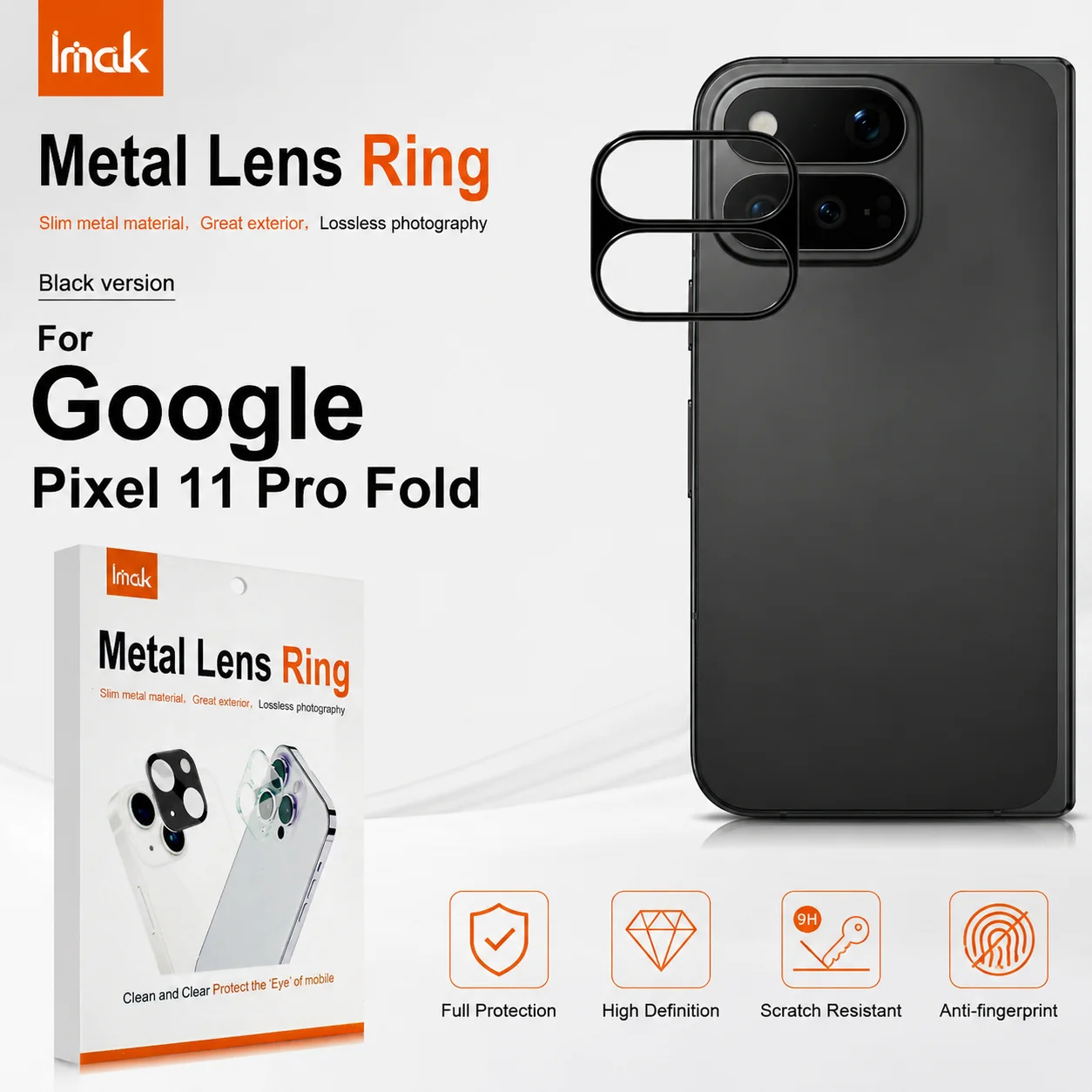 Metal Camera Lens Ring For Google Pixel 11 Pro Fold Pixel11 Case Friendly Anti Fingerprint LS0008