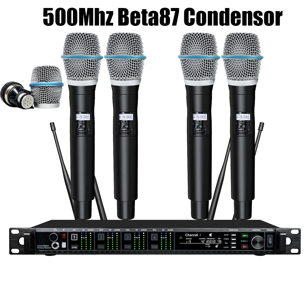 Leicozic AD4Q 4 Channel Wireless Microphone Professional Stage Microfone Condsensor KSM11 KSM9 BETA87A Capsule 500/600/900Mhz