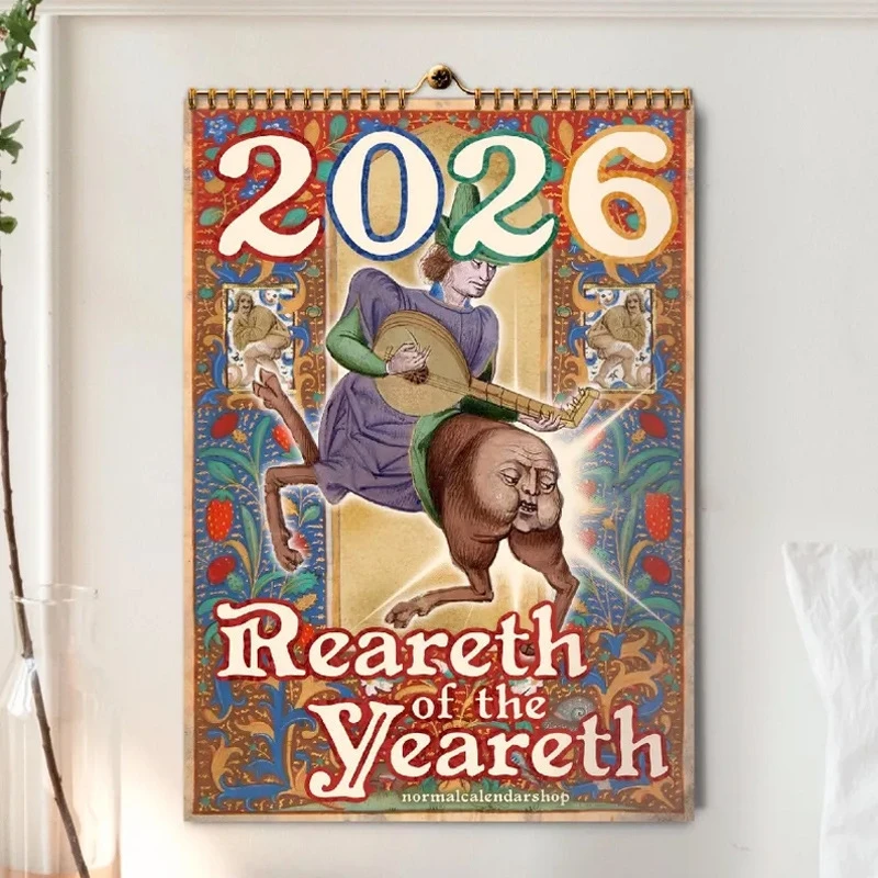 Medievale Bum 2026 Calendario da tavolo Divertente centrotavola da tavolo gotico eccentrico per la casa per adulti Regalo di compleanno di Natale di Halloween