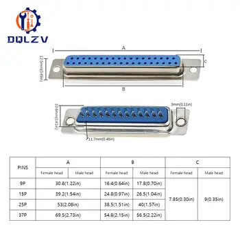 5 pezzi D-SUB 9 15 25 37 pin maschio femmina connettore tipo saldabile DIP adattatore porta seriale montaggio dritto 2 file DB9 DB15 DB25 DB37 8 best sales connettore a 25 pin - №1