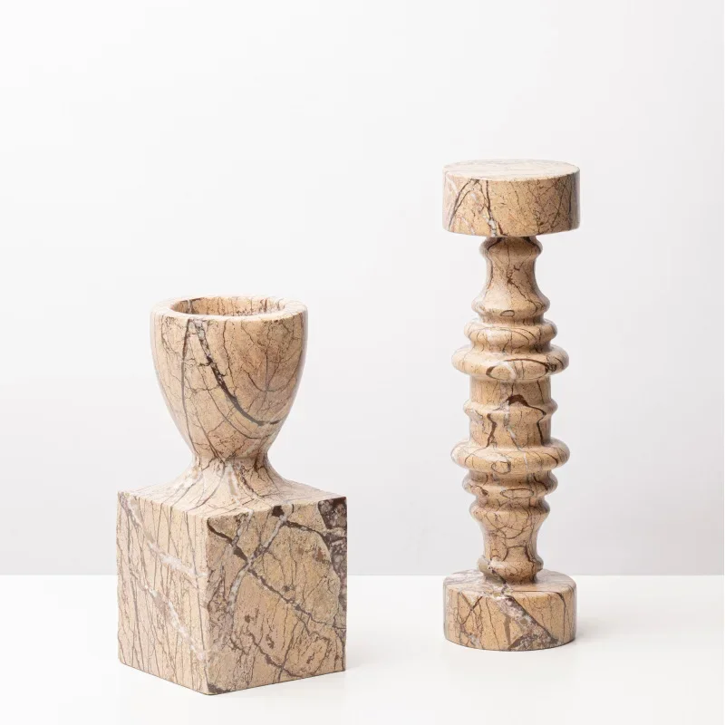 

Wabi-sabi Candlestick Customized Natural Marble Tea Room Study Hall Home Furnishings Hotel Lobby Decoration