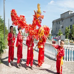 5.5m Dragon Dance Costume Props for 6 Kids Chinese Folk Culture Dragon Party Hanging Mascot silk No poles