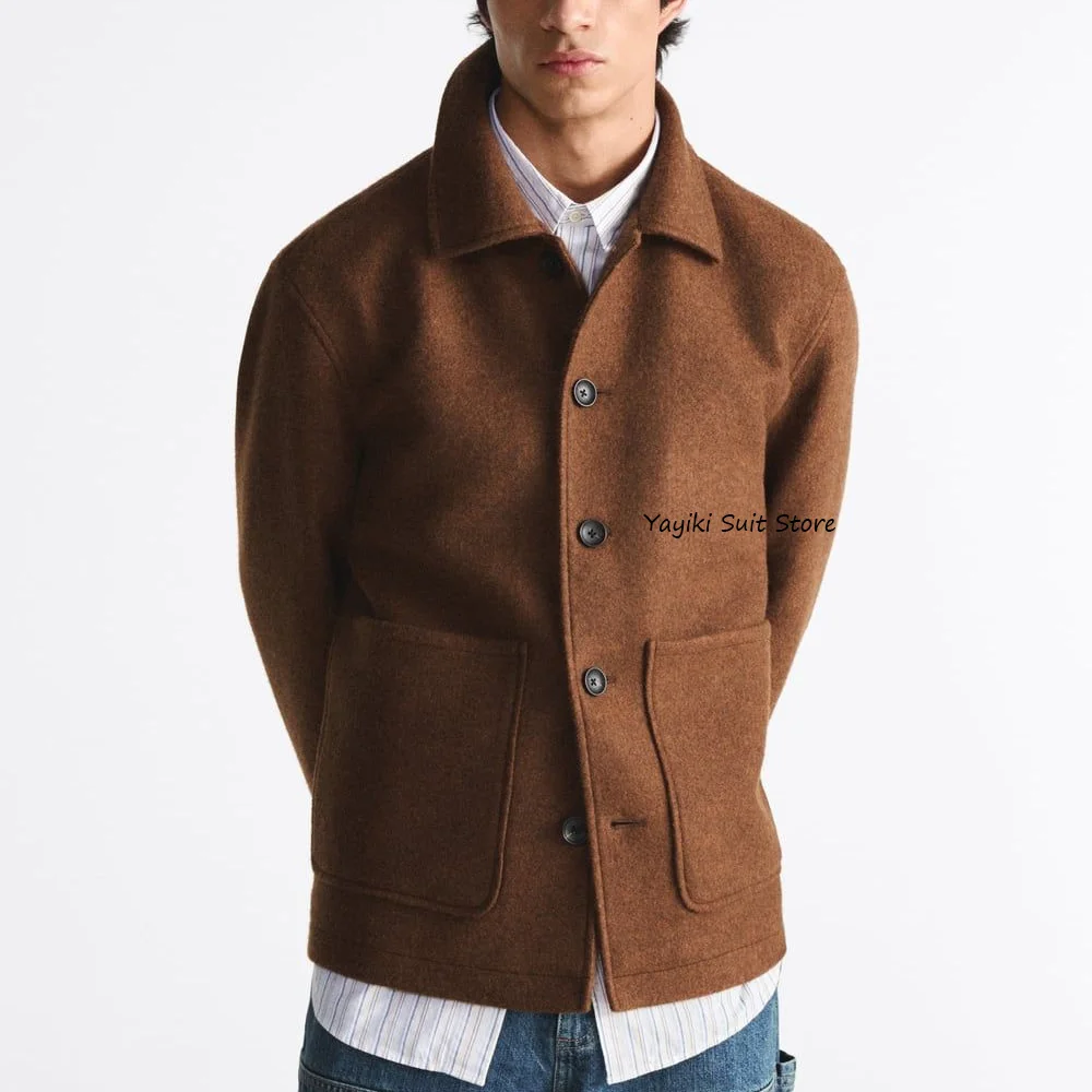 

Men's Jacket Fashion Suit Jackets Single-breasted Jackets for Man Casual Style Lapel Collar Wool Fabric Urban Blazers Suits