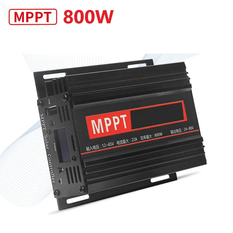 

MPPT Solar Boost Controller Charger LCD Display 24V/36V/48V/60V/72V 800W USB Aluminum Alloy Power Supply Accessories