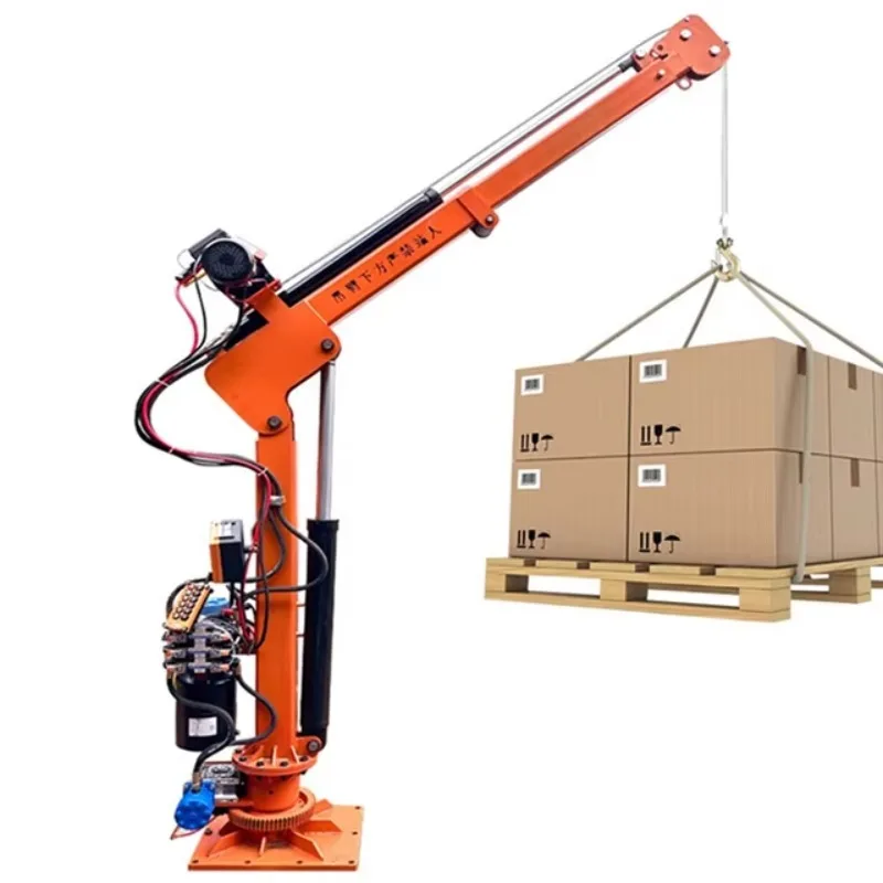 1 Ton Movable Electric Crane Wire Rope Sling New 12v 24v Hydraulic Vehicle Mounted Boom Steel Material for Retail Industries