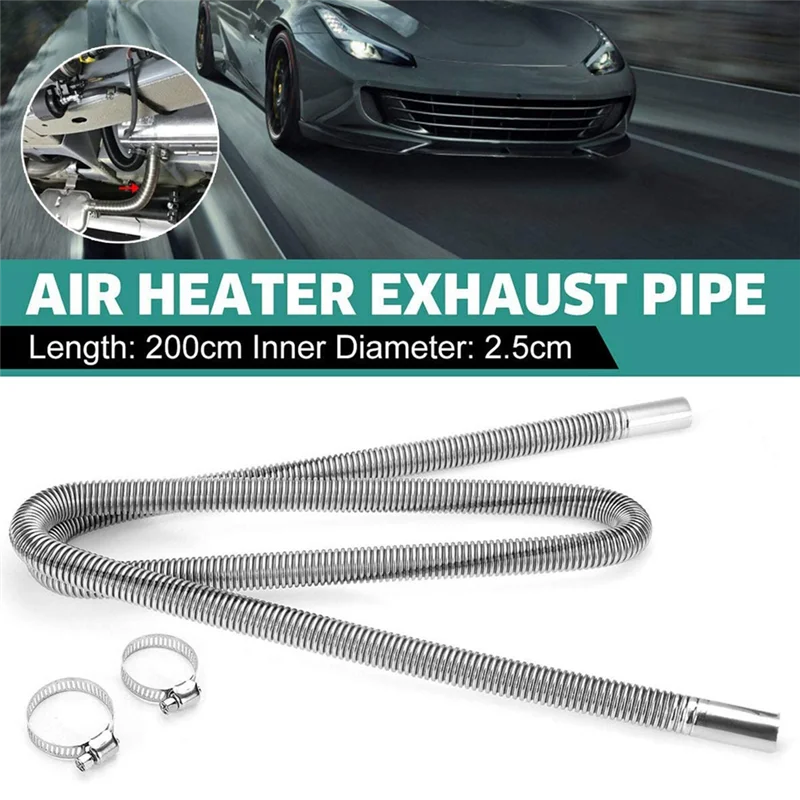 Air Heater Exhaust Pipe, Stainless Steel Exhaust Pipe Parking Air Heater Fuel Tank Gas Vent Hose, 78 Inch 200cm