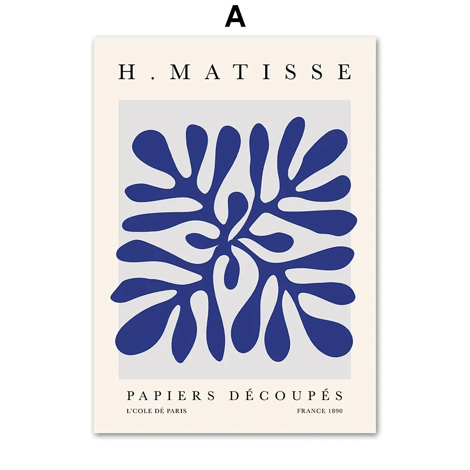 الاسكندنافية الحد الأدنى جدار الفن الأزرق ماتيس ليوبارد معرض المعرض الحديث HD المشارك يطبع غرفة نوم المنزل غرفة المعيشة ديكور