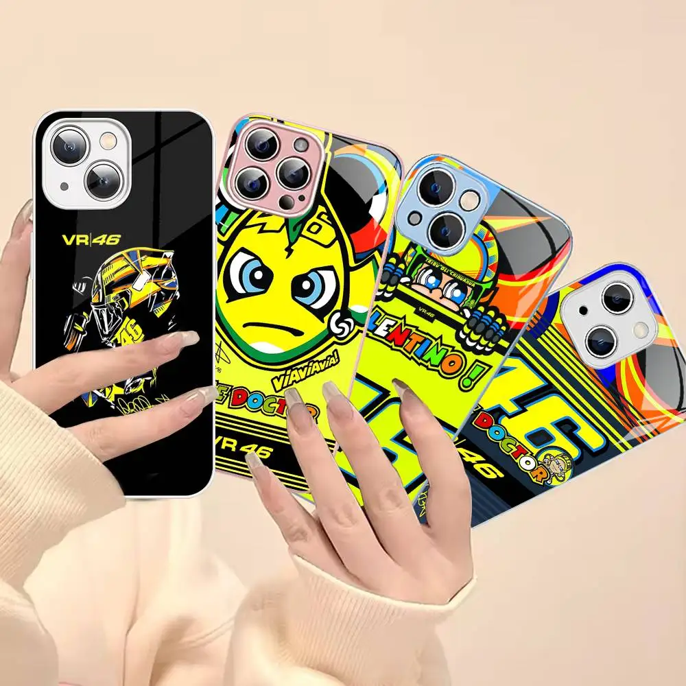 

V-ValentinoS R-Rossies 46 For IPhone 14 13 12 Mini 11 Pro XS Max X XR 14 Plus Tempered Glass Cover