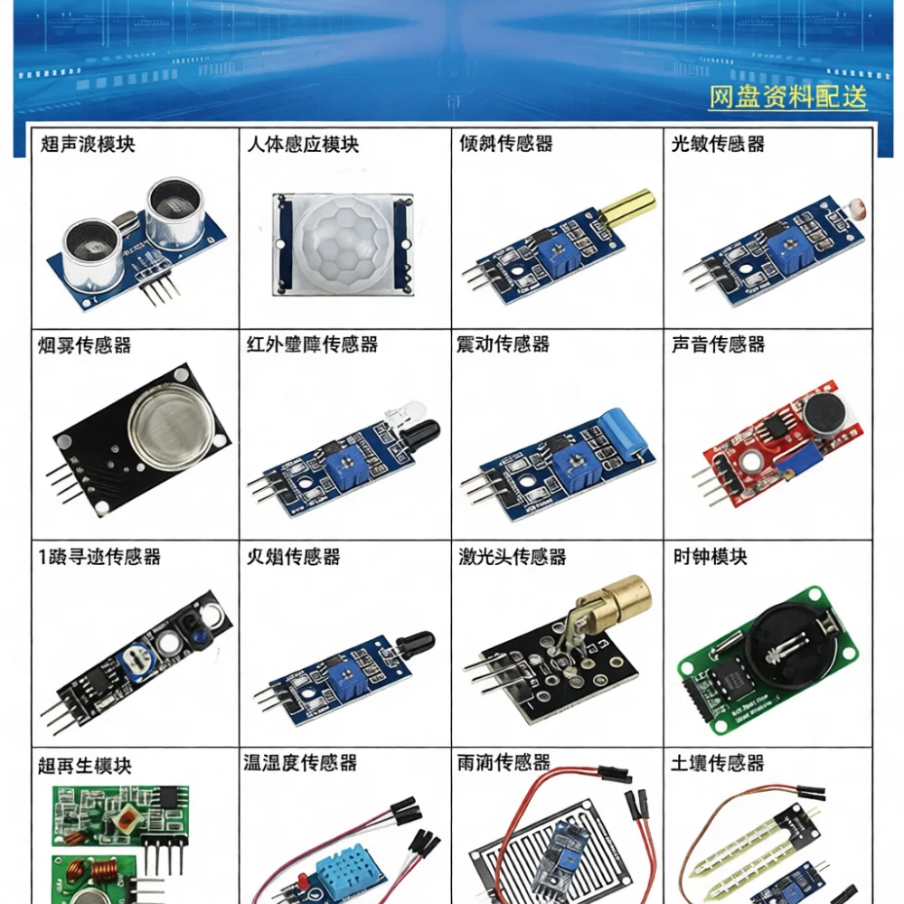 Starter Sensor Modules Bundle For Arduino Uno R3 Raspberry Pi Microprocessor Embedded System Project Practical Component Board